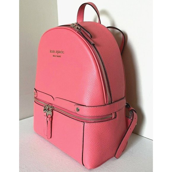 New Kate Spade Day Pack Medium Backpack Pebble Leather Peach Melba / Dust bag - Picture 3 of 6